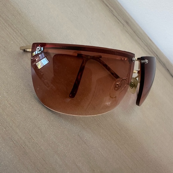 Vintage Brown Rimless Shield Sunglasses main image 6